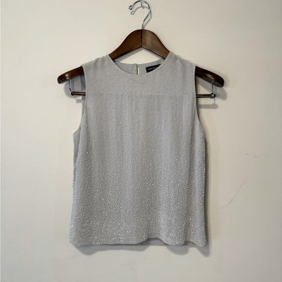 Ann Taylor Vintage Beaded Sleeveless Silk Blouse - Size 2 - Picture 1 of 4